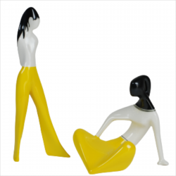 Dziewczyna siedząca i Dziewczyna w spodniach (dek. żółta gładka)