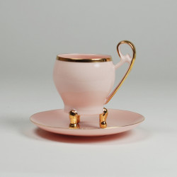 Vienna cup with gold (pink porcelain)