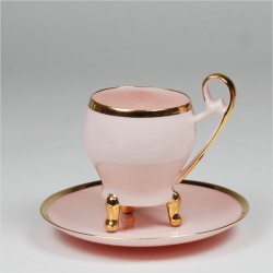 Filiżanka Wiedeńska espresso złoty pasek (różowa porcelana)