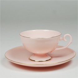 Filiżanka Prometeusz kawa - pasek (różowa porcelana)