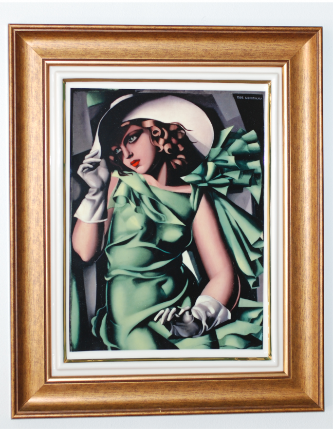 Obraz porcelanowy "Dziewczyna w Zielonej Sukience" - Kolekcja Tamara de Lempicka