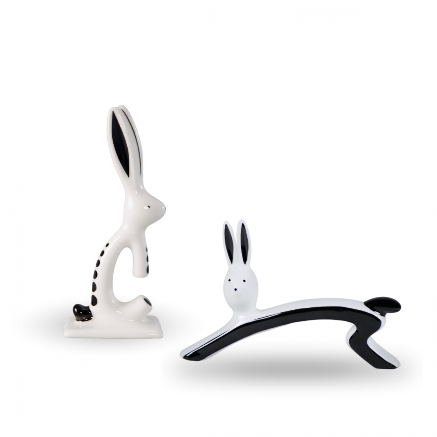 Set of two figurines  Hares