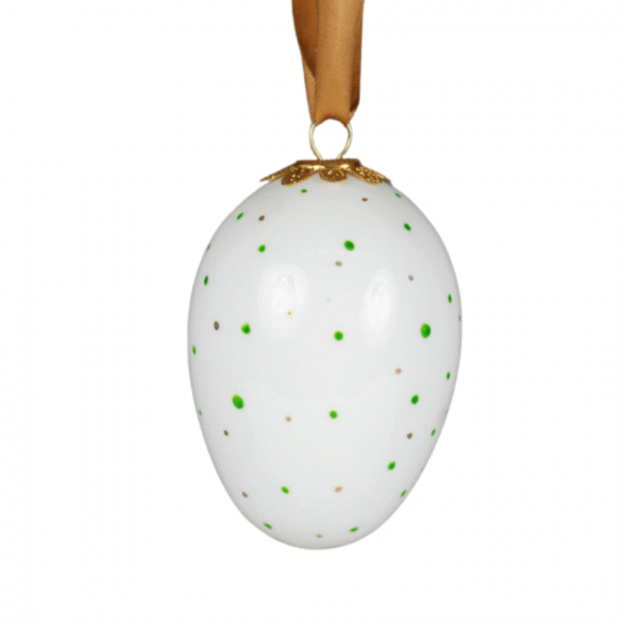 Easter egg hand-painted (green little dots decoration)