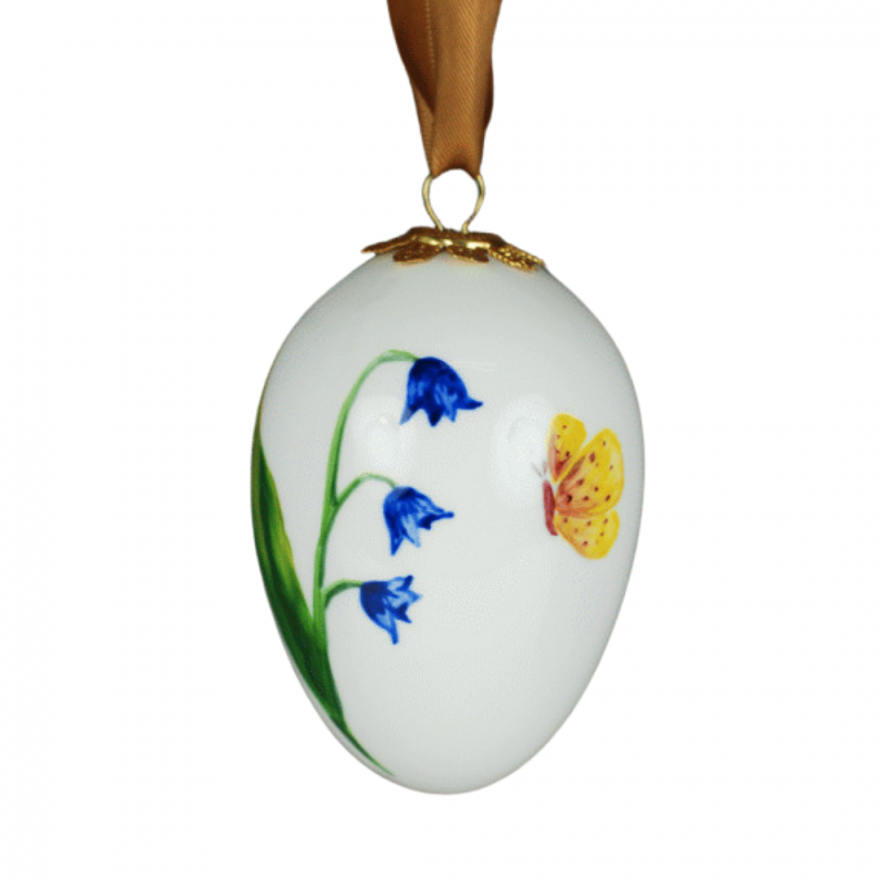 Easter egg hand-painted (bell flowers with butterfly decoration)