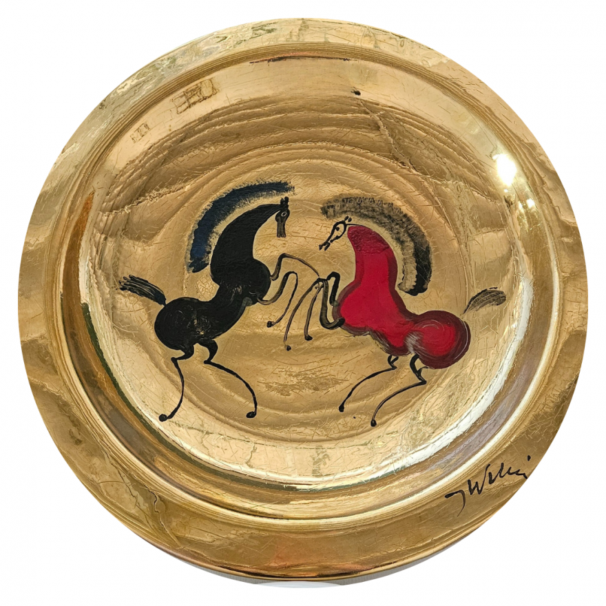 Patera porcelanowa "Konie 02" (fi 50 cm) - Józef Wilkoń